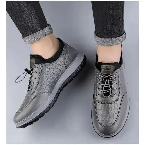 Mens Waterproof PU Sneakers | Anti-Static Low-Top Casual Shoes in Black, Grey