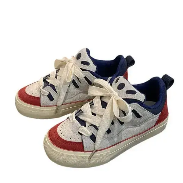 Womens Retro Platform Sneakers | UV-Resistant Low-Top Casual Shoes in Blue, Green